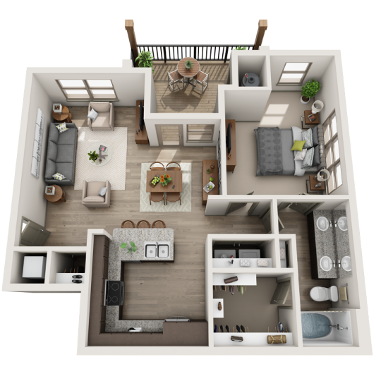 a floor plan of a two bedroom apartment at The  Apiary